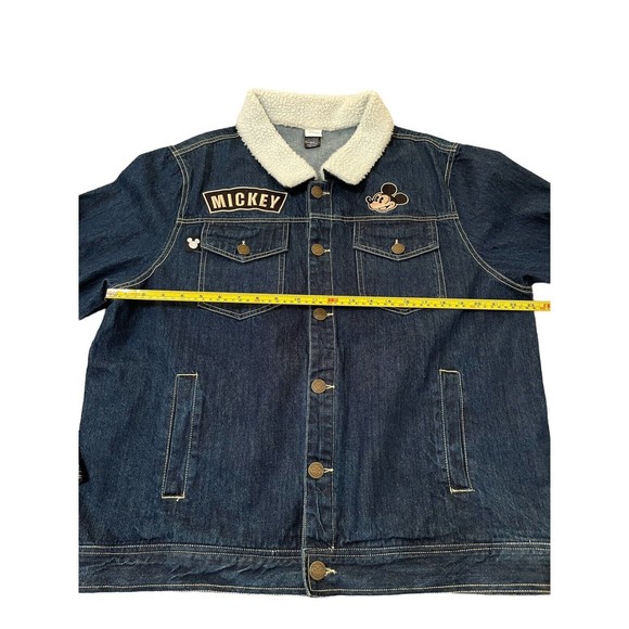DISNEY Mickey Mouse Blue Denim Jean Jacket Womens XL Embroidered Sherpa collar - Picture 6 of 9